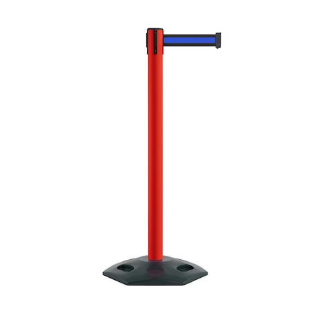 Stanchion Belt Barrier Rubber Base Red Post 7.5ftBk/Bl Belt